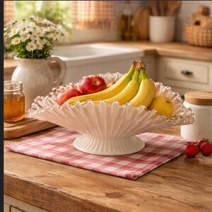 VTG Silver Crest "Petticoat" Milk Glass Banana Boat Bowl